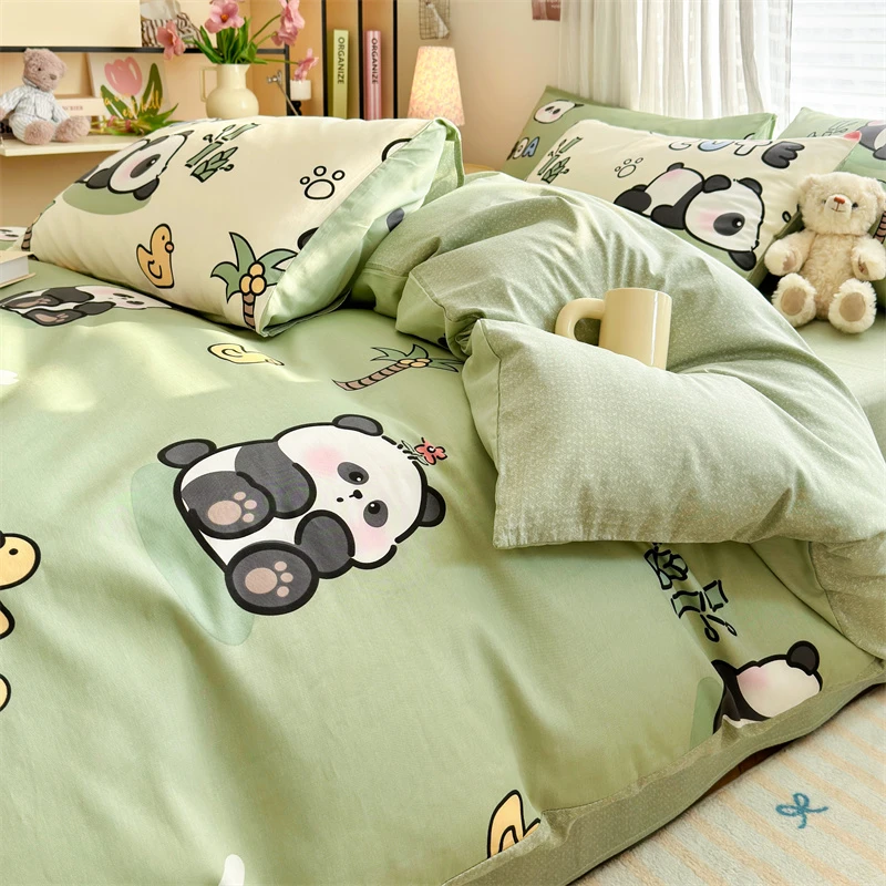 ins风纯棉床上四件套100全棉宿舍女床品三件套床单人花被套床笠款