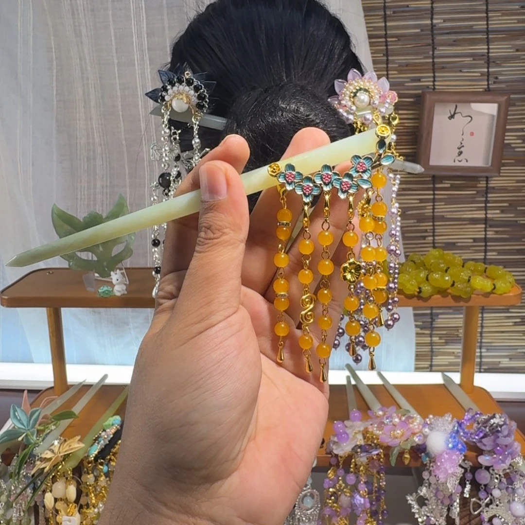 蛇纹石玉合金发饰
