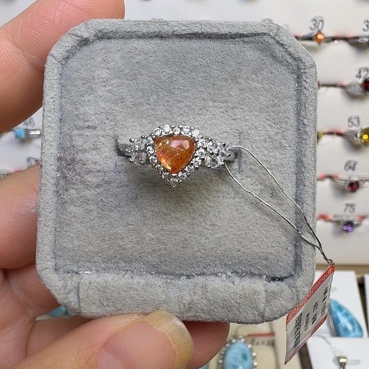 戒指银S925镶嵌水晶