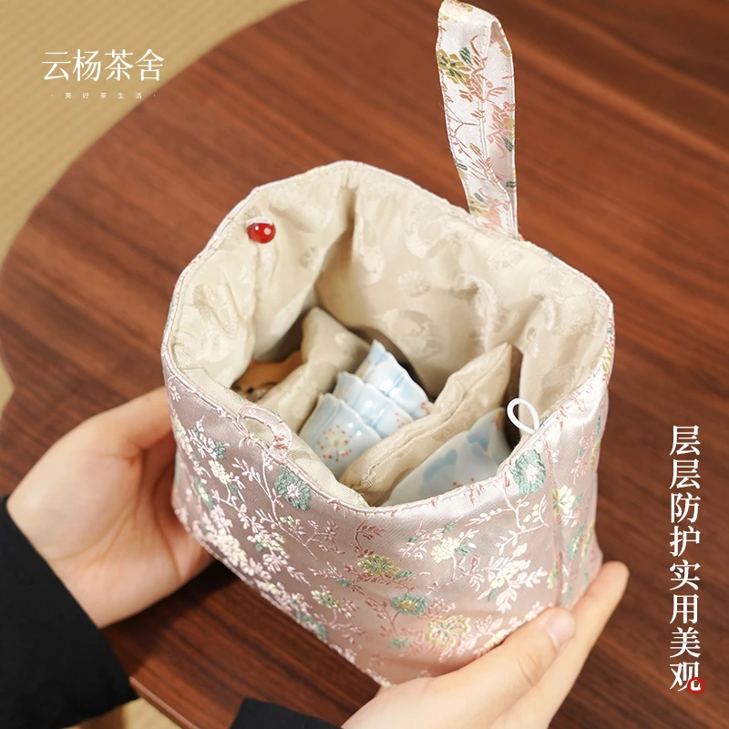 新品 新中式 春然户外旅行茶具茶壶茶杯茶叶等便携收纳包