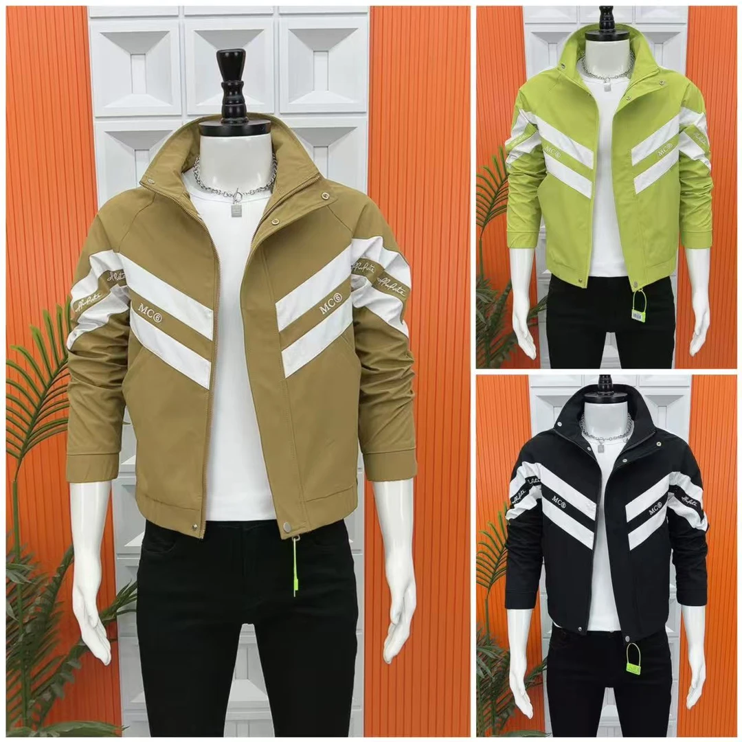 秋季立领外套男士潮流2025新款潮牌休闲条纹外套修身痞帅夹克上衣