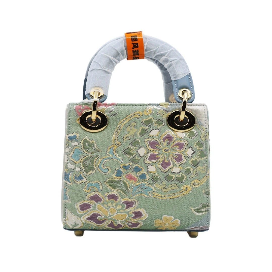 锦美人唐锦非遗手作小戴妃包浅蓝