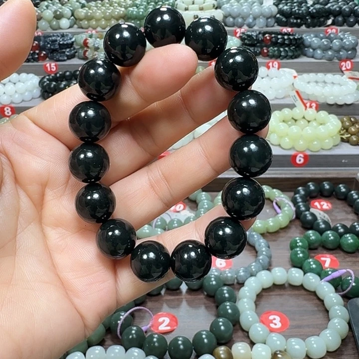 未镶嵌手链和田玉新疆黑青卡14