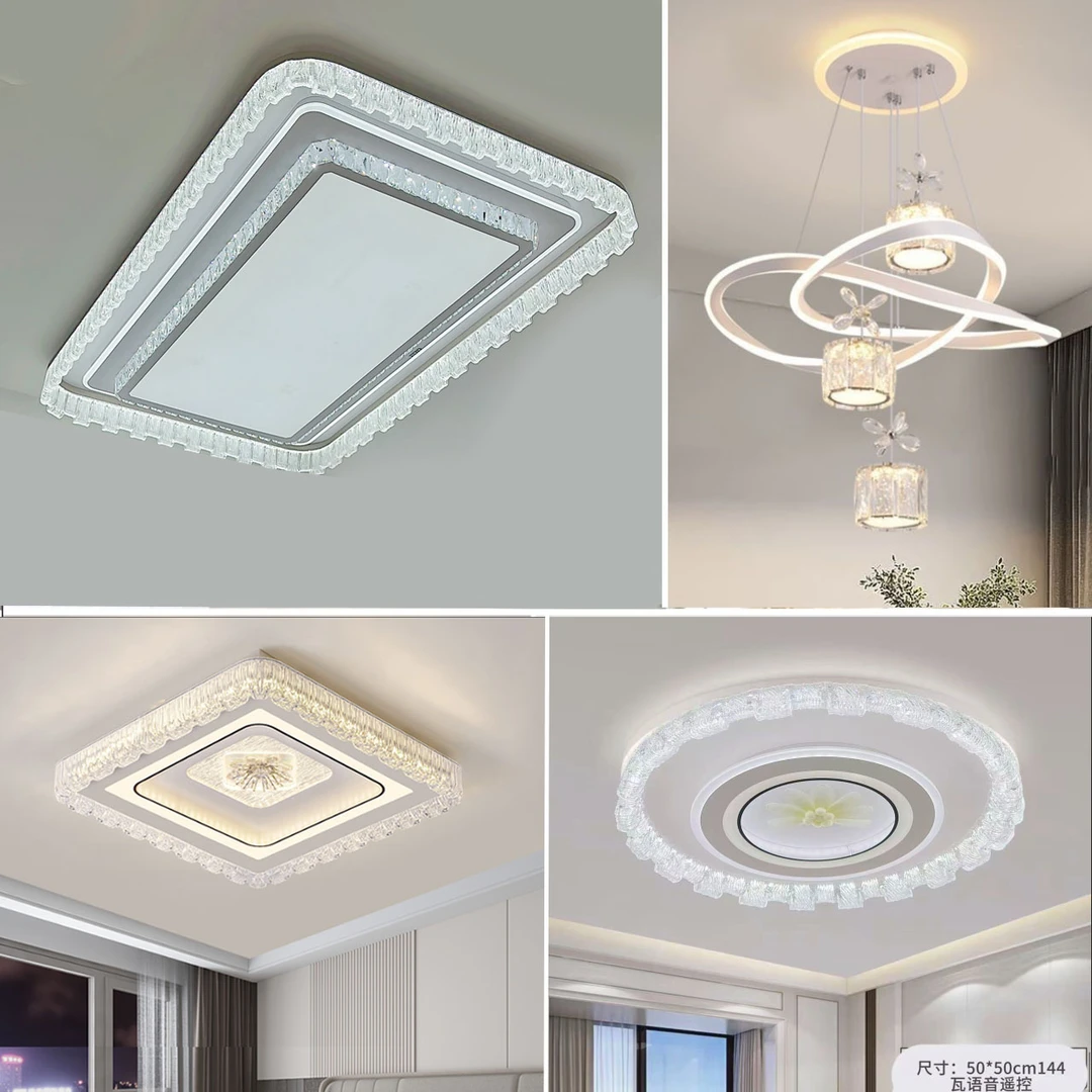 中山灯具 客厅灯吸顶灯简约现代高档智能语音灯具水晶灯 套餐灯具