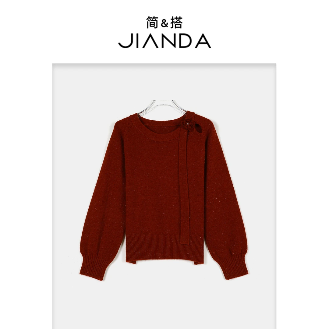 简&搭【千屿Sheila】秋冬穿搭 花朵露肩毛衣253-MY/1004-25119