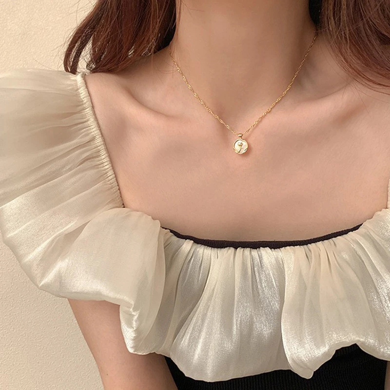 合金项链 复古滴油玫瑰花项链欧美轻奢小众ins秋冬毛衣链锁骨链女