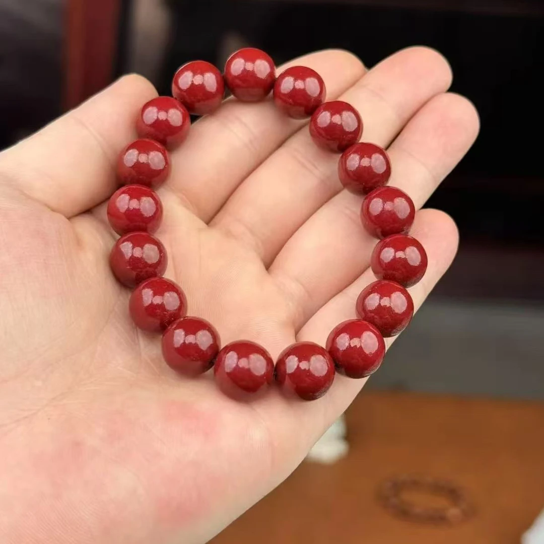 含辰砂工艺品朱砂红精品单圈手串（无礼盒）