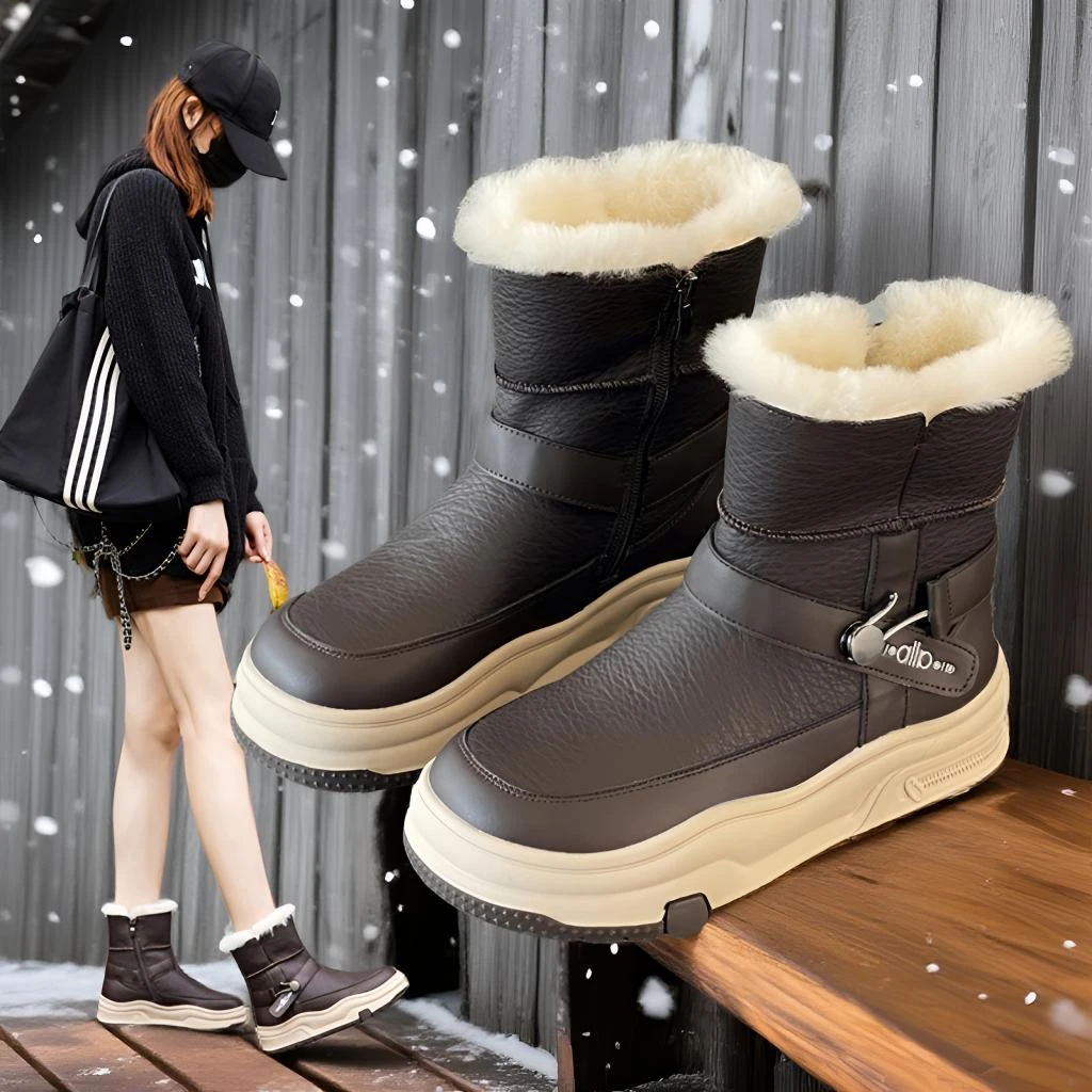 厚底5cm羊毛女式休闲大棉雪地靴ins韩版加厚保暖短靴2025冬季爆款