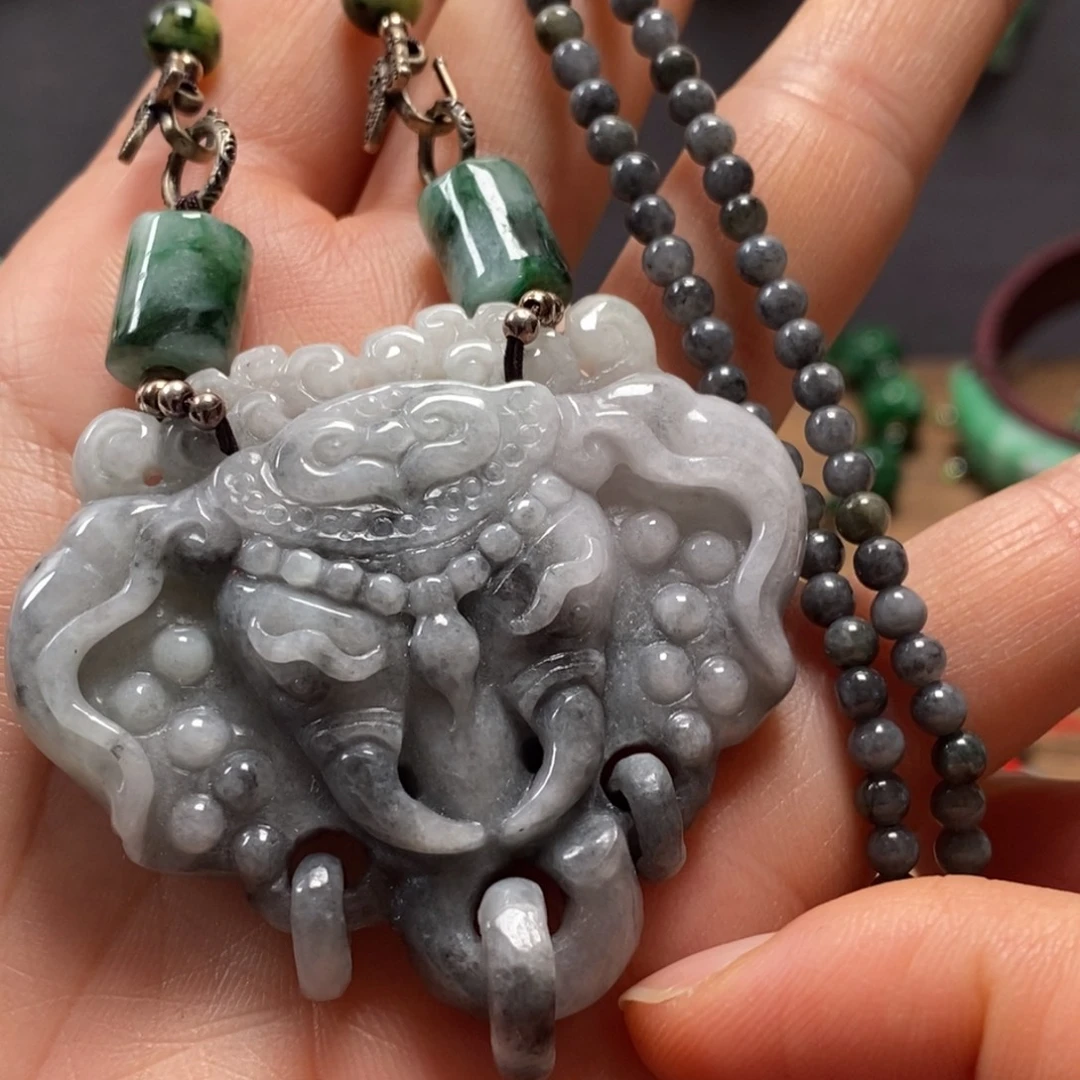 翡翠未镶嵌颈饰复古国风