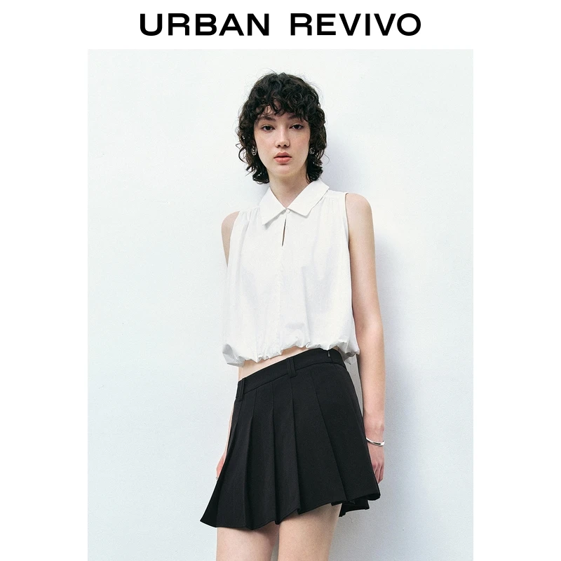 UR2025秋季新款女装时尚休闲气质无袖翻领罩衫衬衫UYU250089+