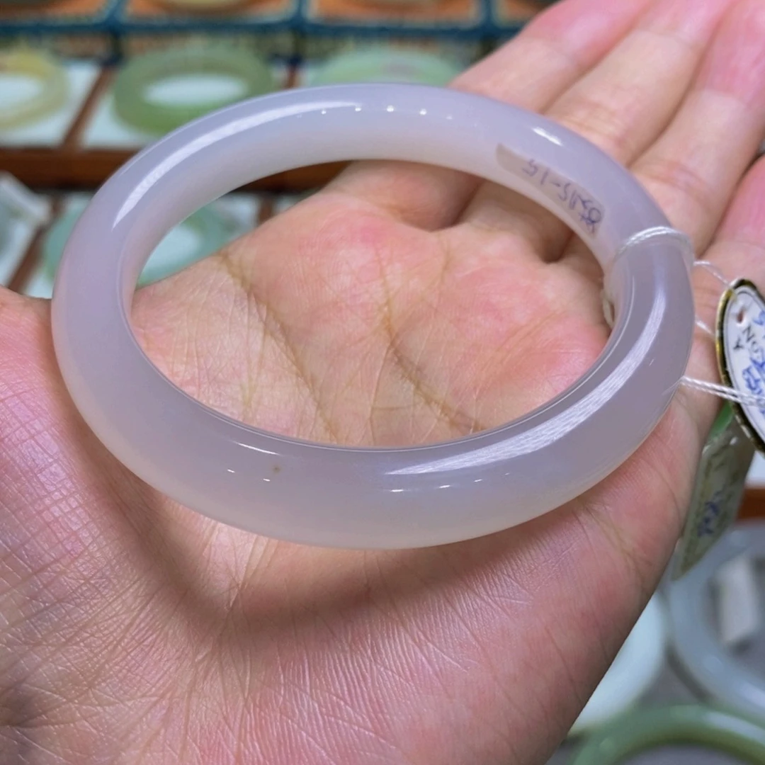 和田玉手镯未镶嵌青海高冰紫54.7