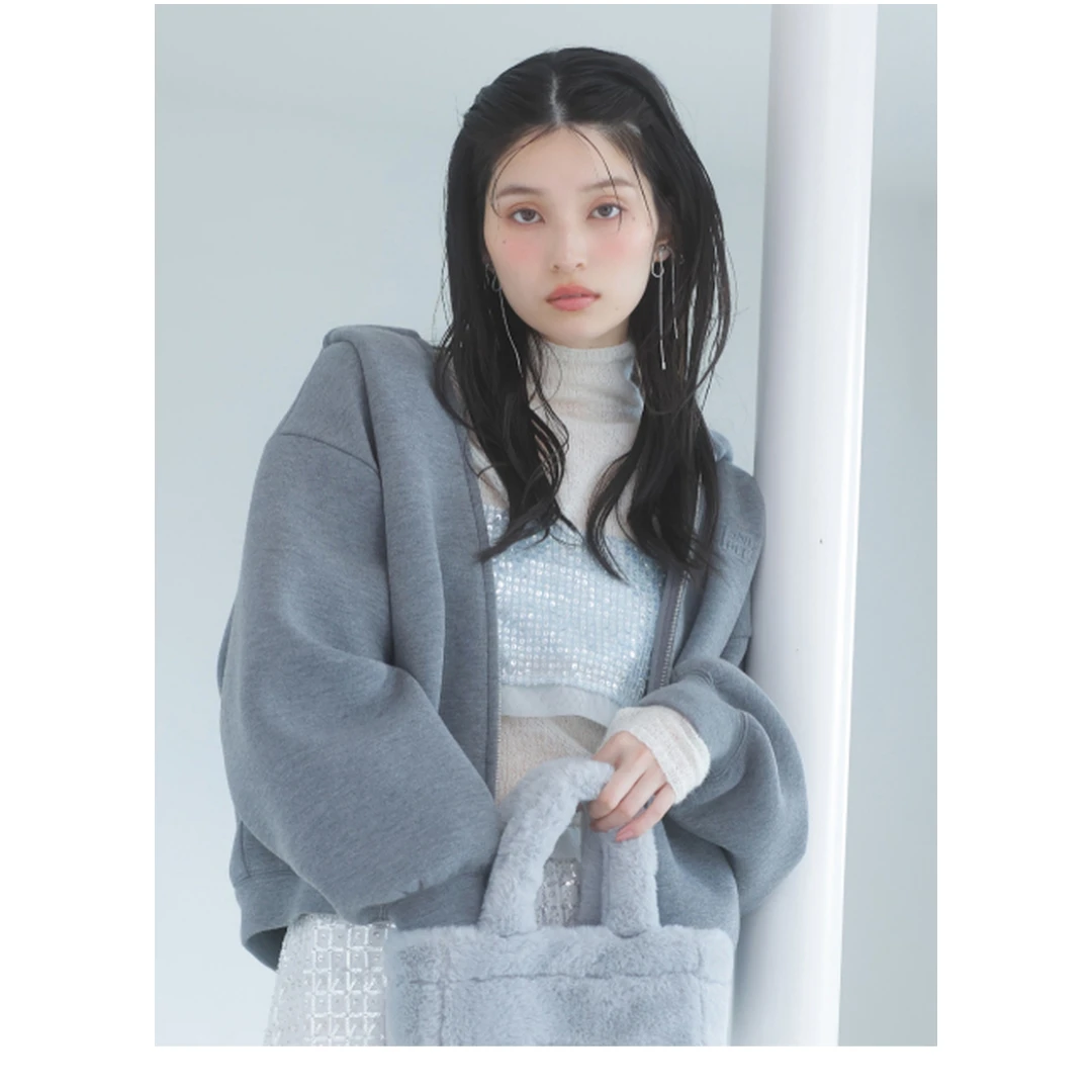 【DD外贸】春季新款 S 百搭纯色显瘦拉链连帽卫衣休闲短外套