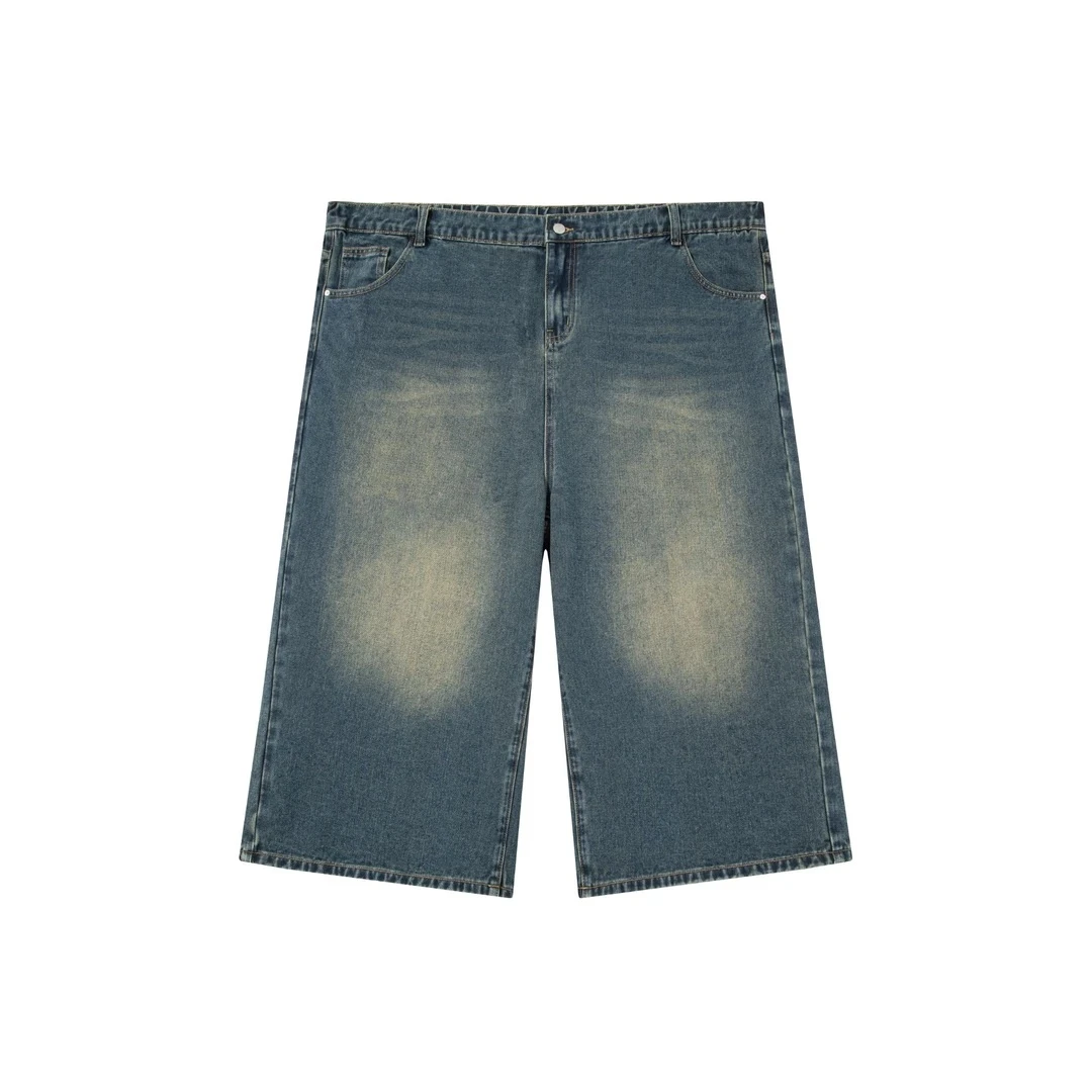 胖mm特大码美式复古牛仔七分裤女夏季新款宽松显瘦直筒中裤短裤子