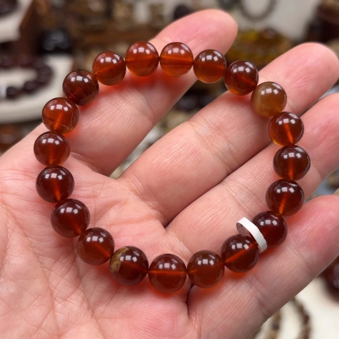 琥珀未镶嵌手链棕红紫罗兰卡10