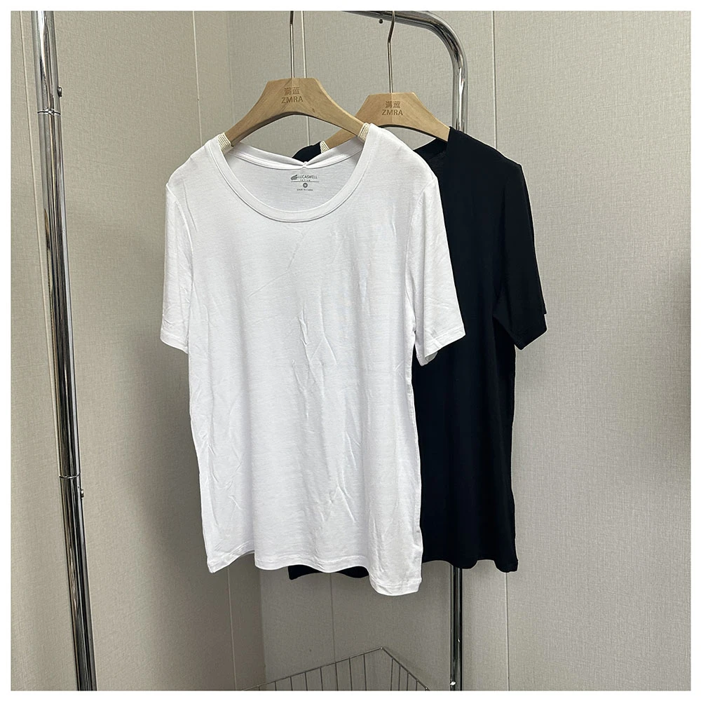 T316夏季新款纯色宽松圆领短袖T恤女