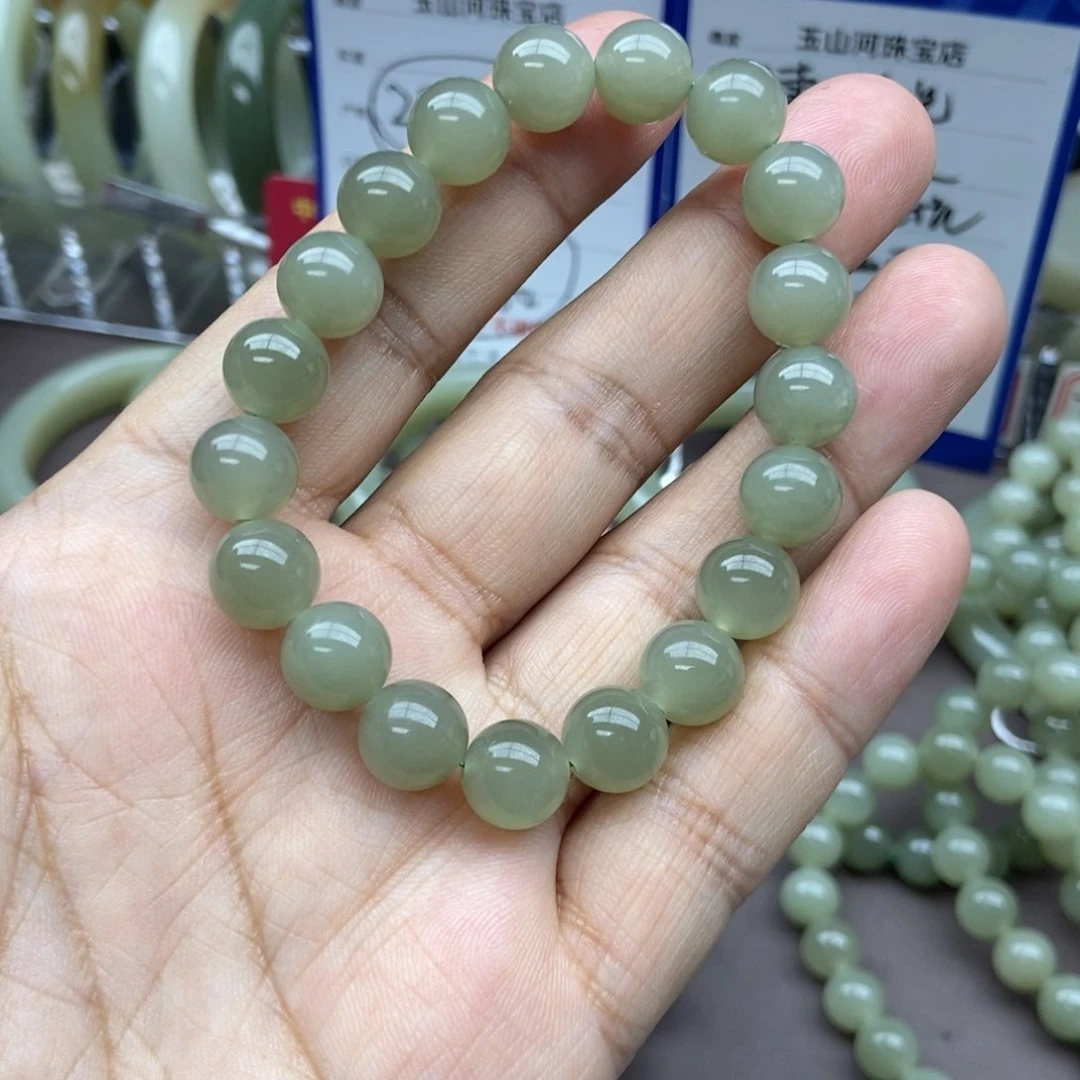 和田玉手串未镶嵌卡10