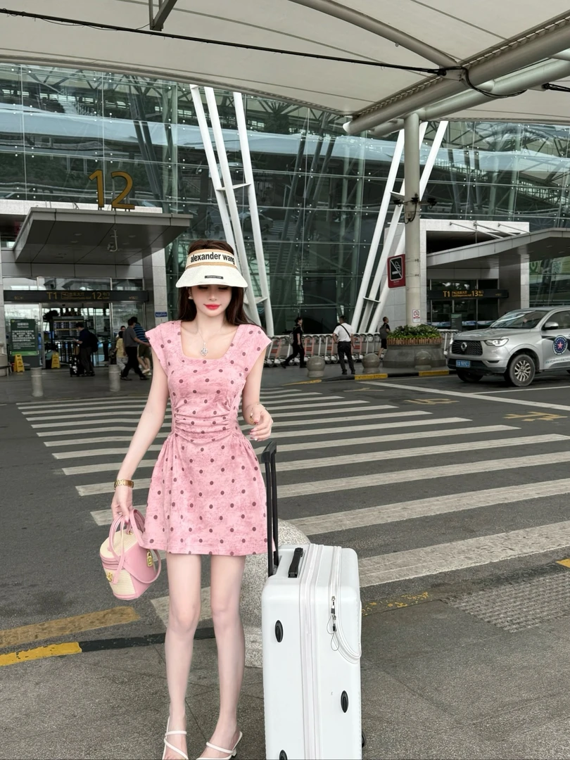 【十一家】原创[粉波诗行]夏季新款波点脏脏连衣裙辣妹短裙M63003