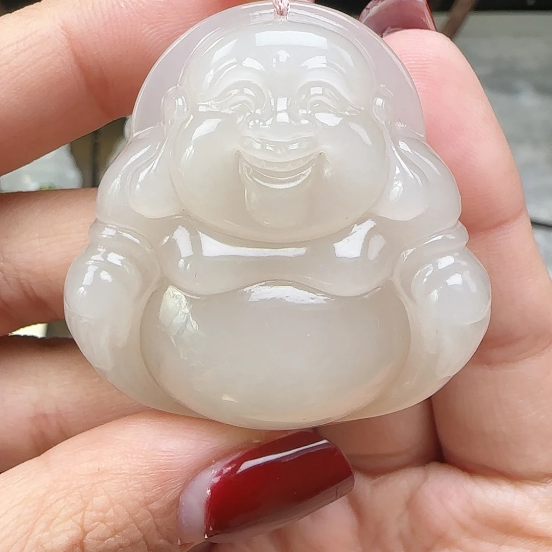 和田玉18K金镶嵌吊坠(赠链)