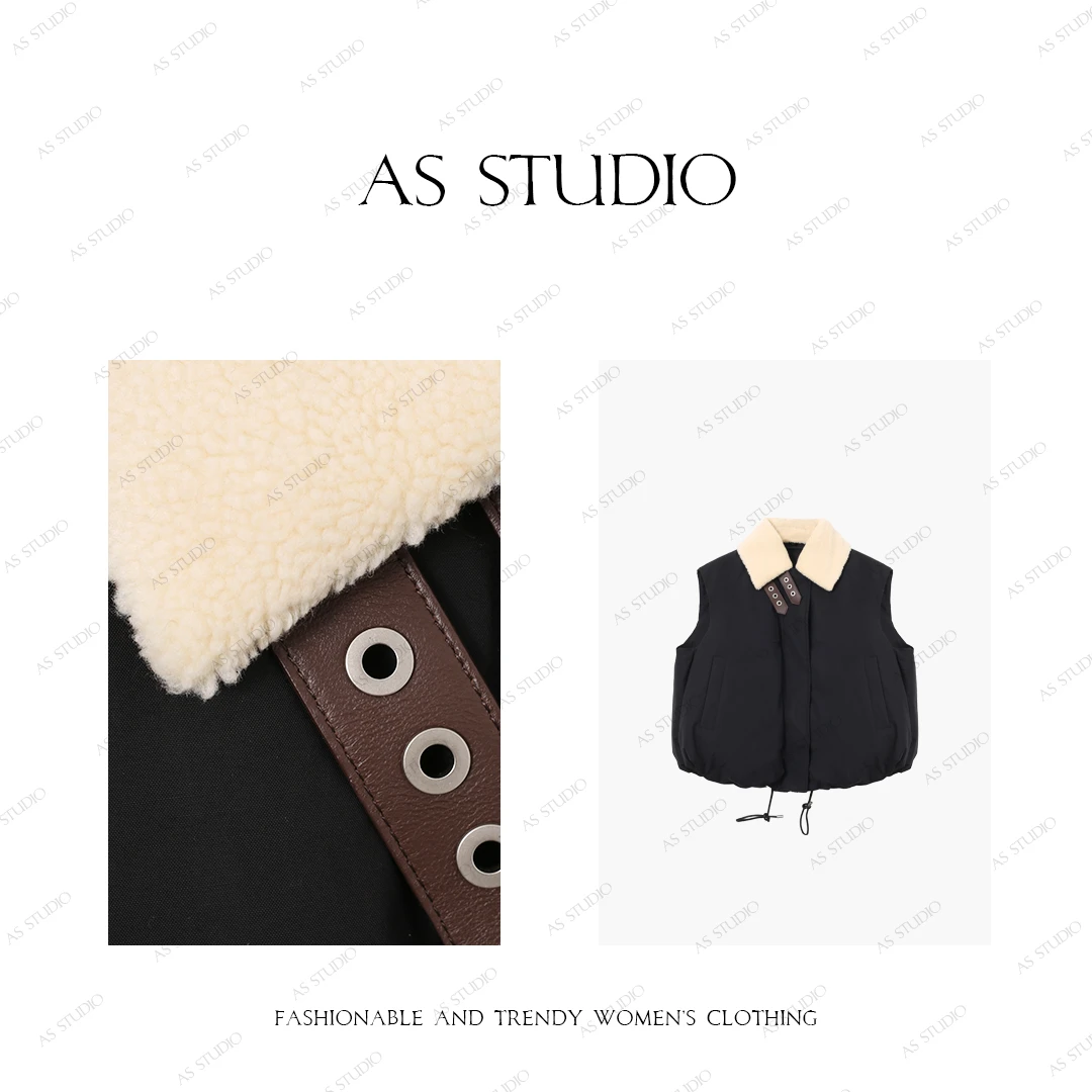 【AS小爆罗】铭顺24新罗家皮扣拼接羊毛羔花苞羽绒马甲AS24DBX1060