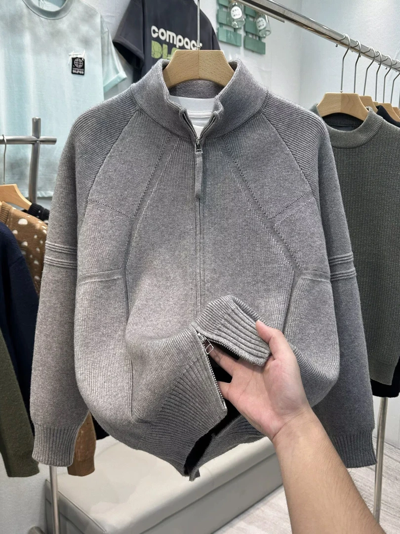 男士毛衣潮流开衫外套冬季男装高端针织衫拉链休闲上衣服加厚线衣