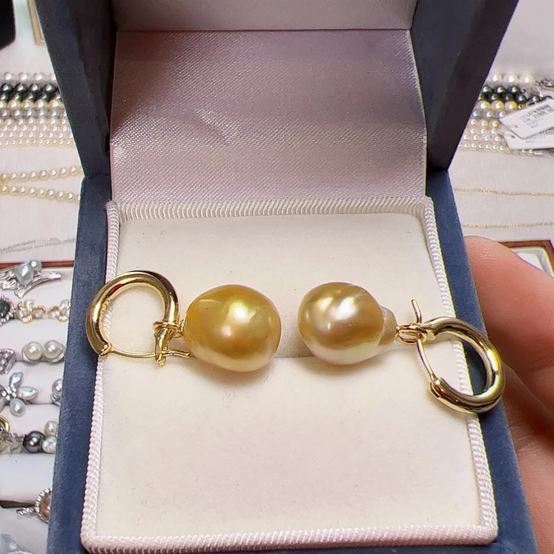 海水珍珠耳饰银S925镶嵌小***?