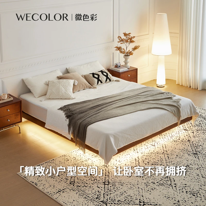 微色彩/无床头床小户型现代极简卧室家用榻榻米双人悬浮床
