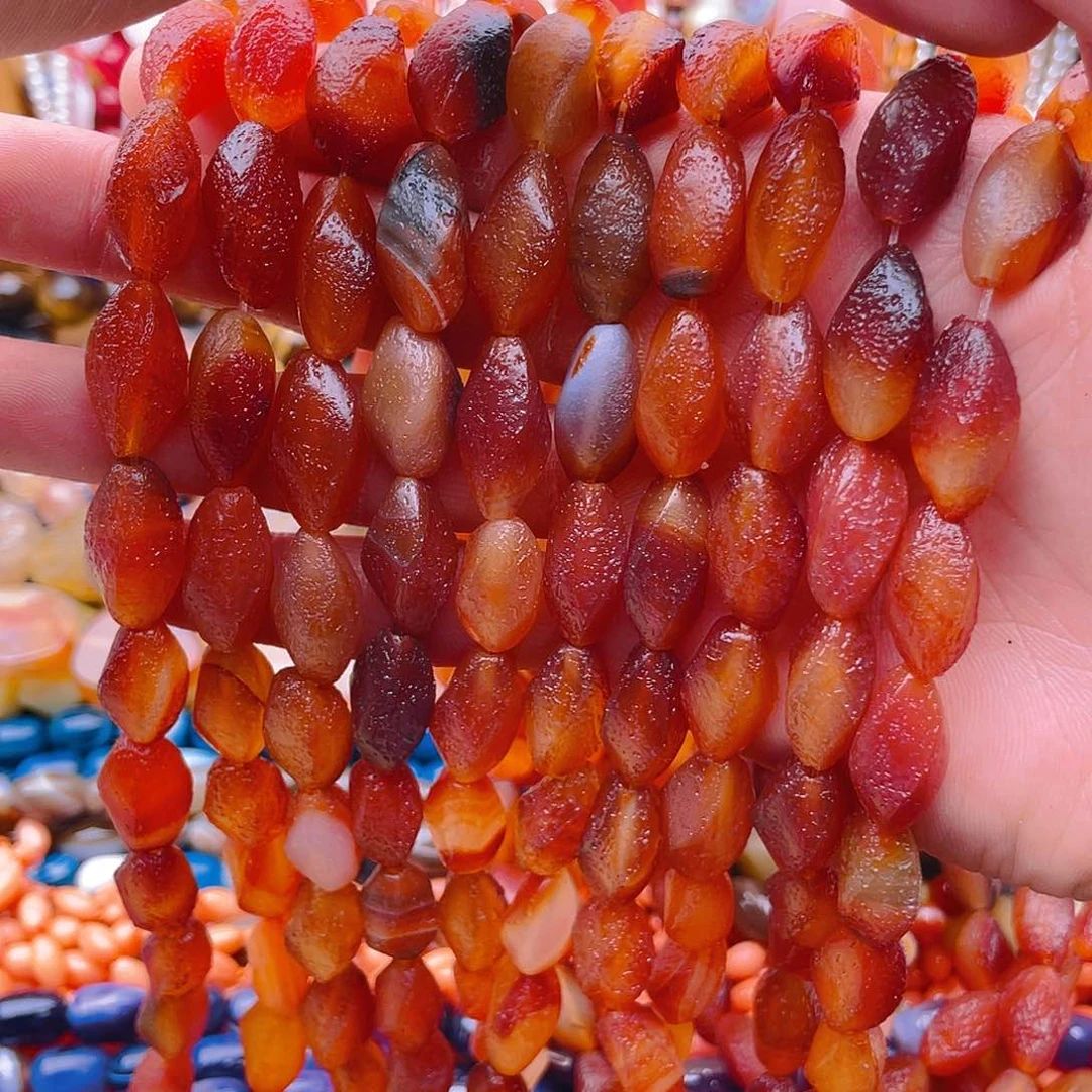 玛瑙/玉髓珠宝半成品未镶嵌橘皮玛瑙1条扭形卡10*20