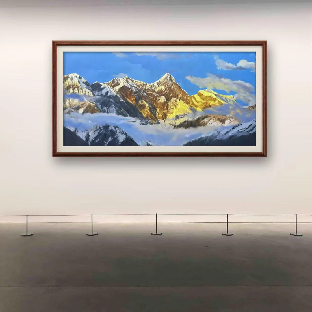 【南迦巴瓦峰日照金山】朱清忠原创原作纯手绘油画收藏办公挂画