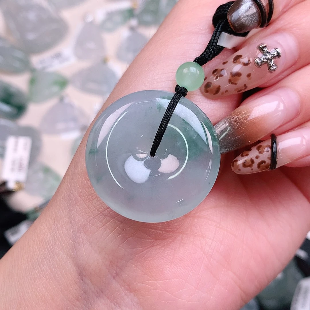 翡翠颈饰未镶嵌蓝花扣29.5、6