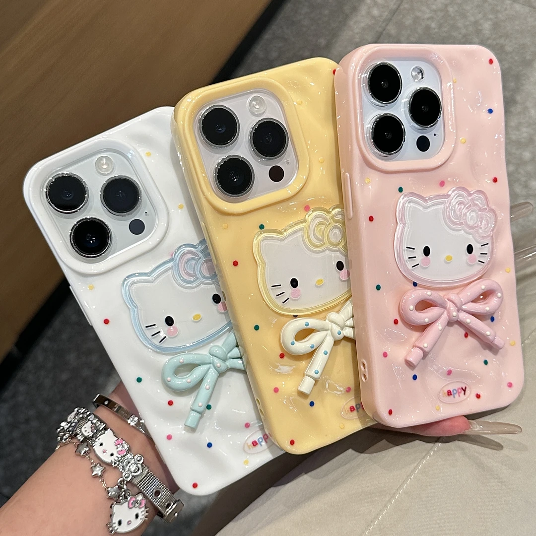 简约多巴胺波点KT蝴蝶结适用苹果16手机壳iPhone华为P80荣耀400套