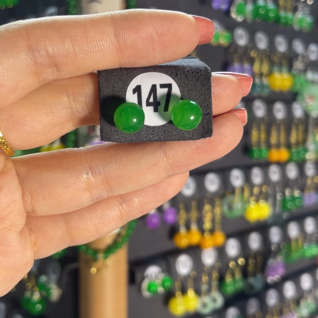 翡翠银S925镶嵌耳饰147