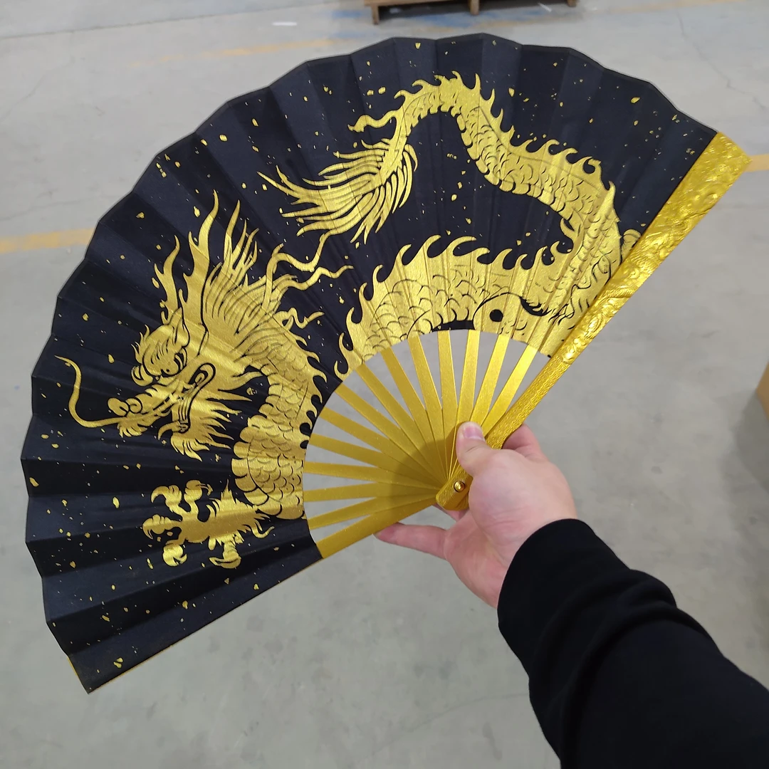【双十一】游龙扇10寸金属折扇锌合金主扇骨65锰小扇骨绢布扇面