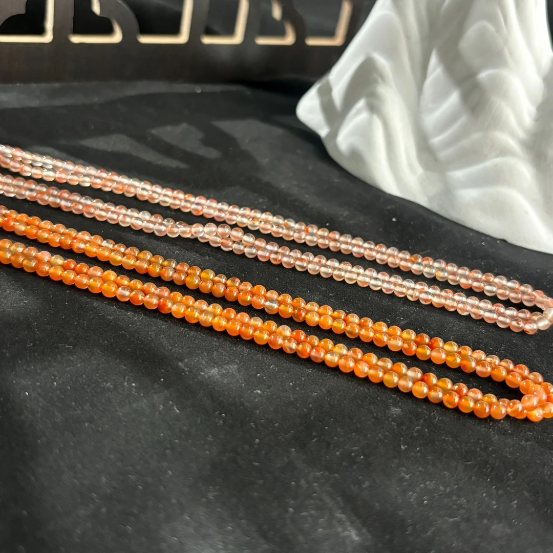 约3-4mm冰红南红圆珠项链多样性发一
