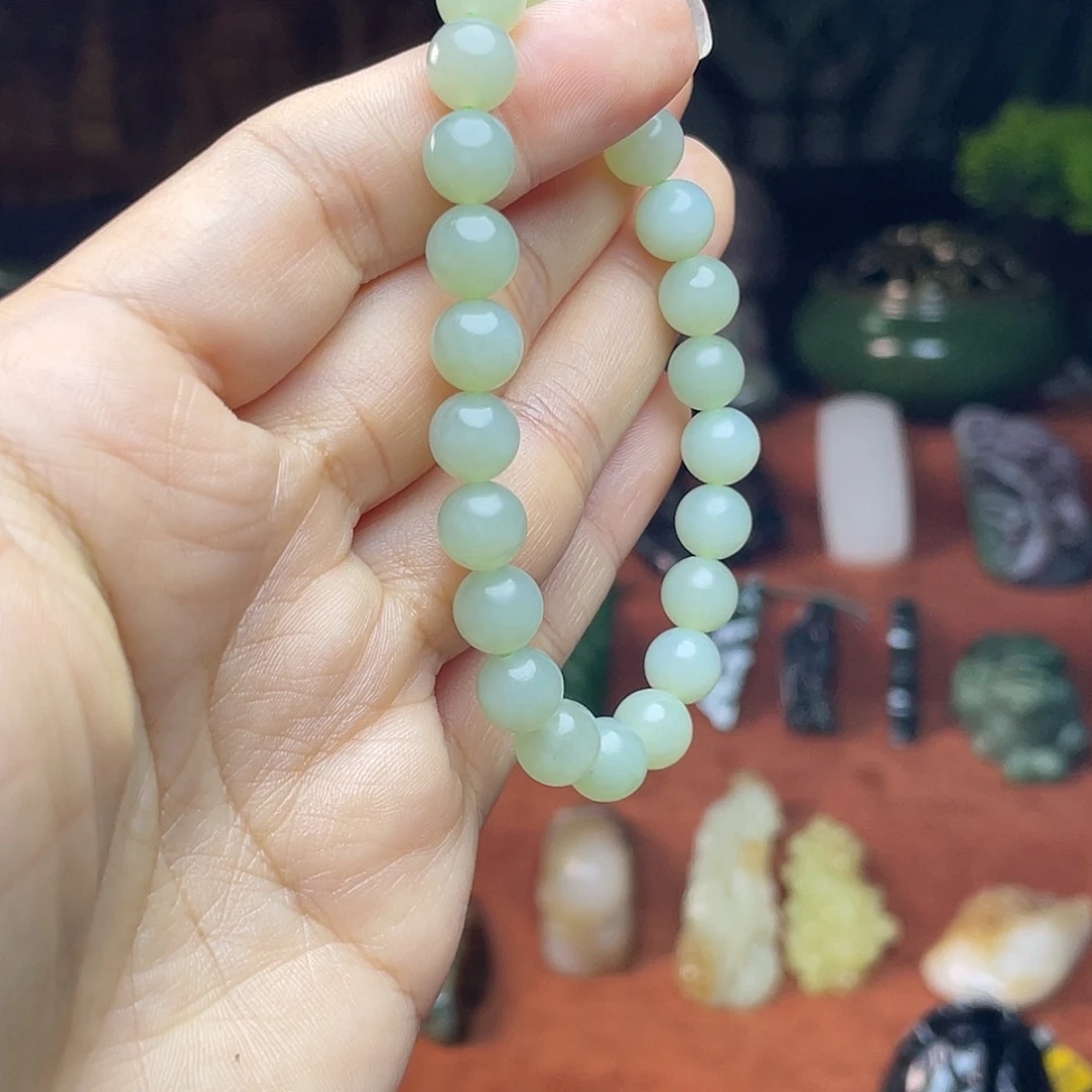 和田玉未镶嵌颈饰且末蓝浅蓝油润手卡8