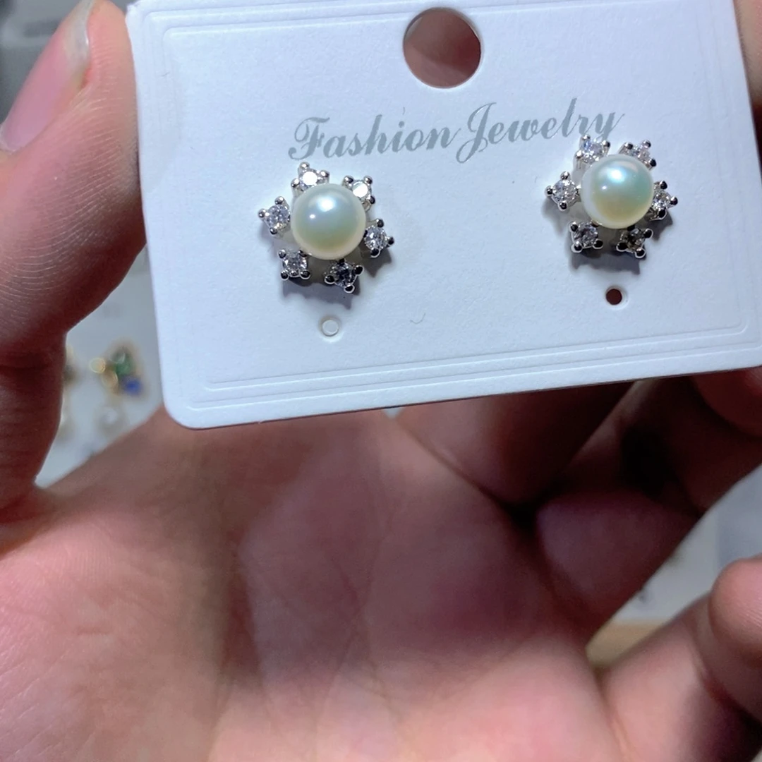 耳饰淡水珍珠银S925镶嵌
