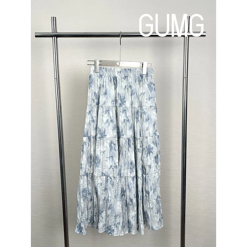GUMG-法式气质温柔印花半身裙
