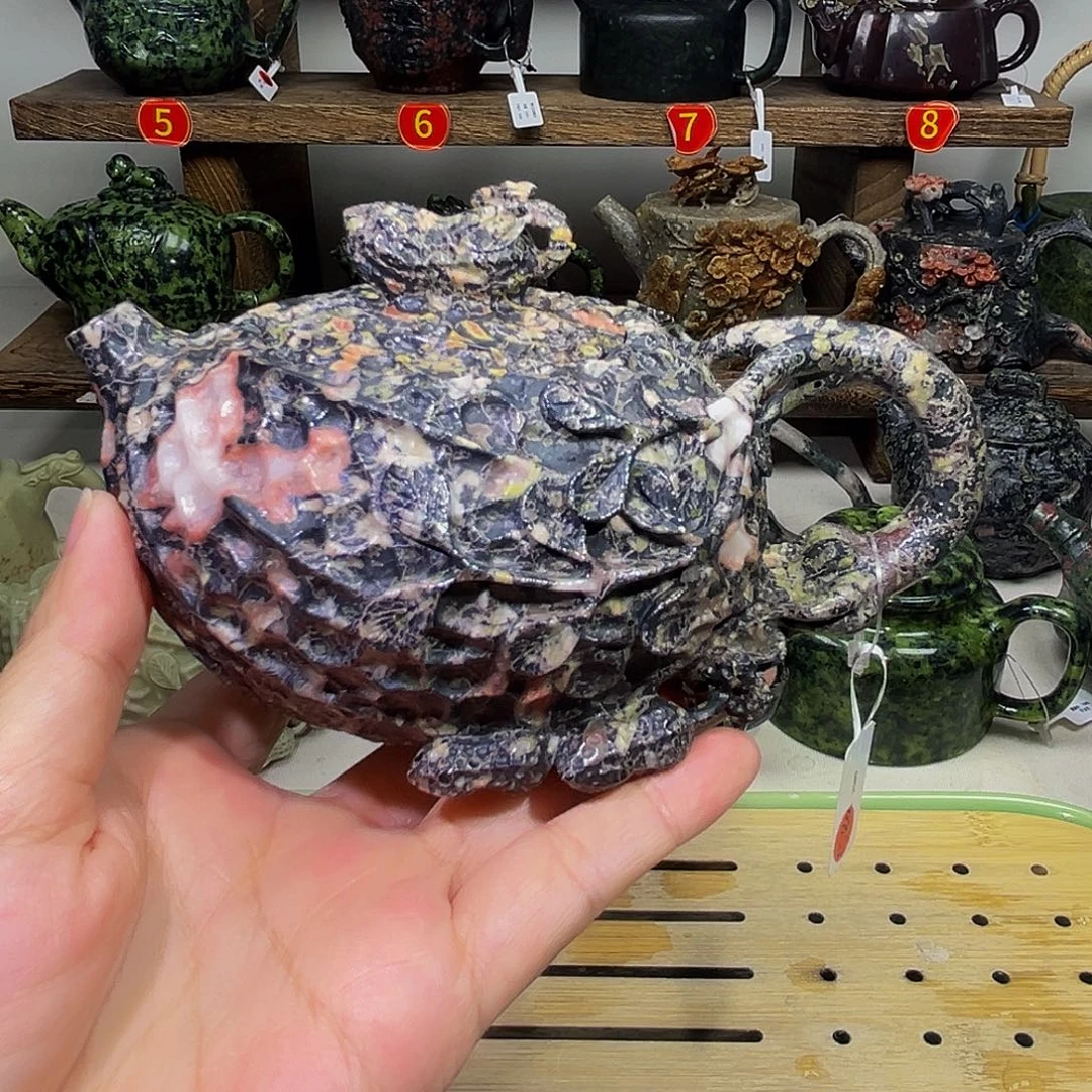 石材梅花玉安山玉花生壶220c