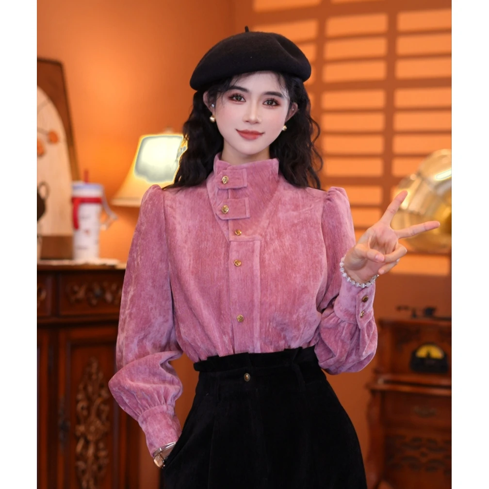 牧子【豆沙甜心】2024秋冬款气质大气上衣01298