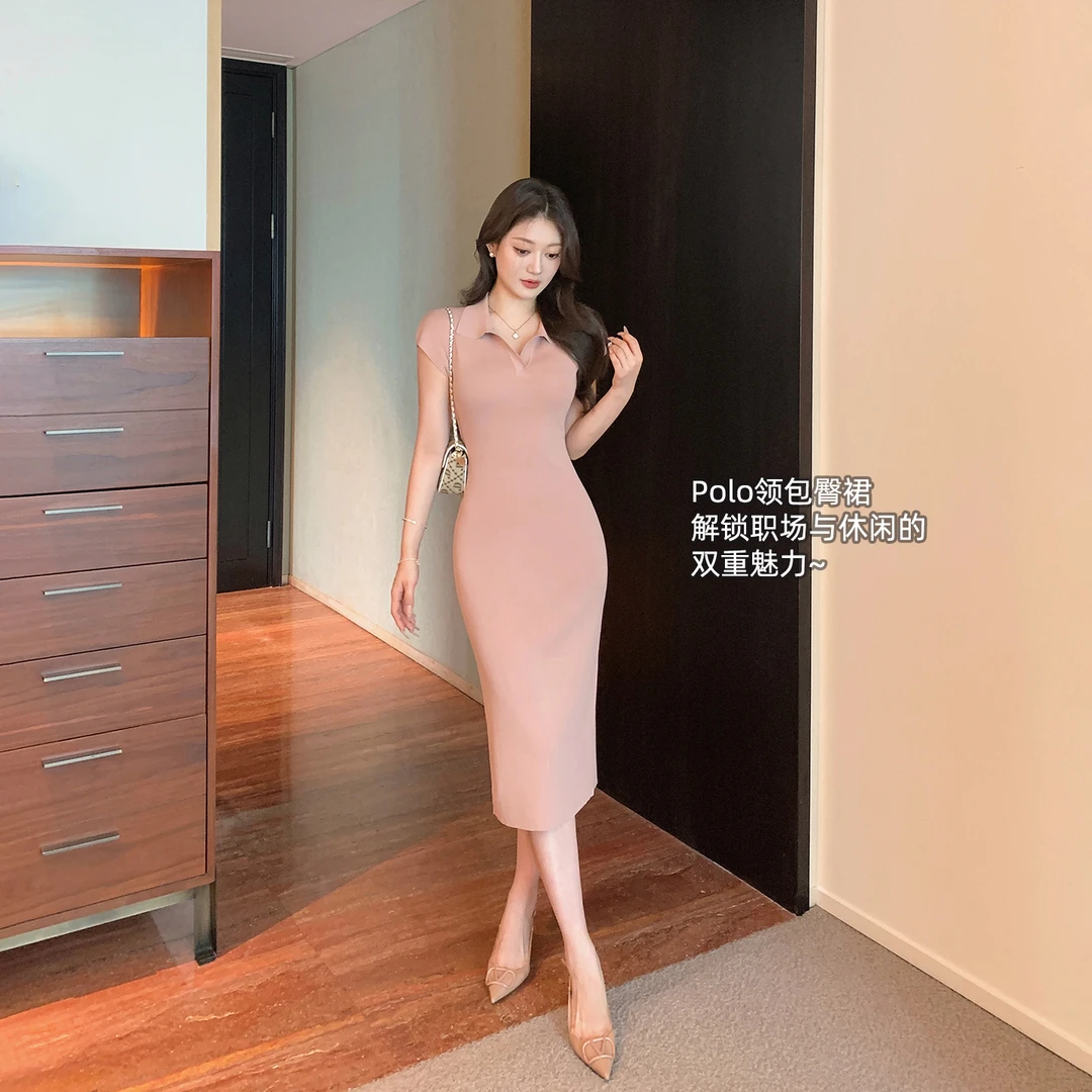 林关关【蜜桃乌龙】夏季polo领气质款出游连衣裙优雅气质显瘦长裙