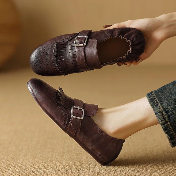 乐福鞋（豆豆鞋）2025年春季复古风平底金属纯色