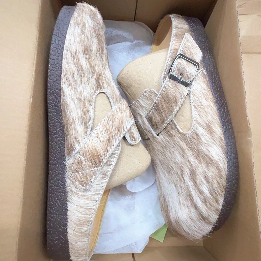 羊剖层皮革37码半包单博肯