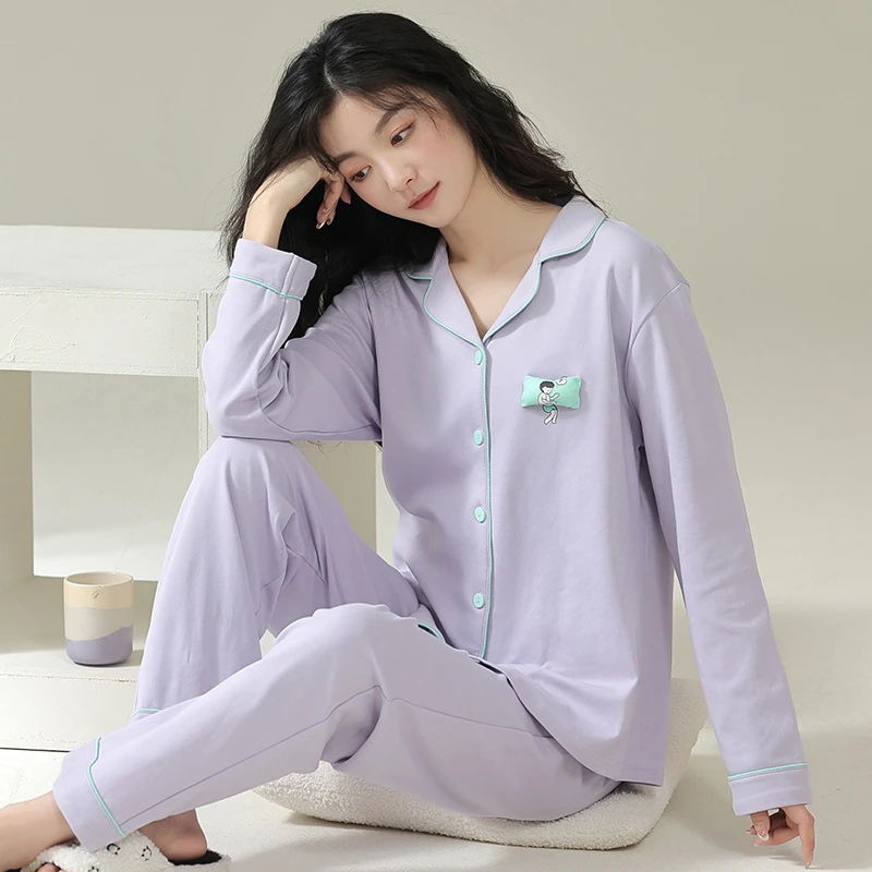 浪漫春天睡衣女春秋季长袖长裤薄款休闲2025年新款大码家居服套装