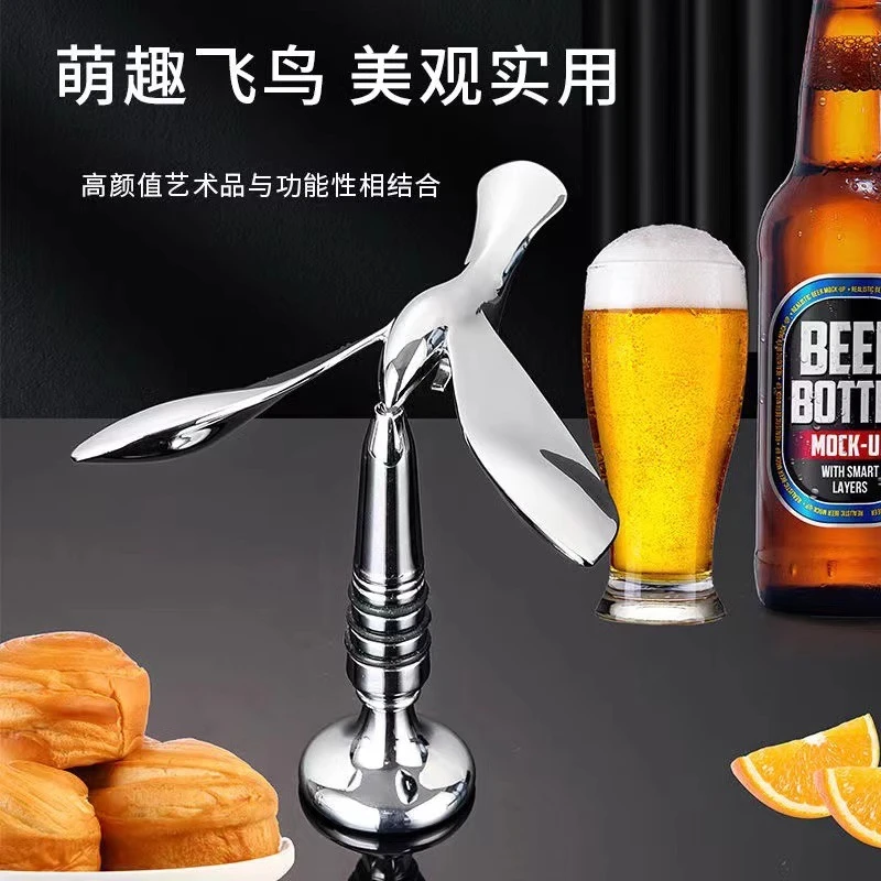 新款飞鸟开瓶器不倒翁小鸟衡鸟金属创意啤酒开酒器悬浮瓶