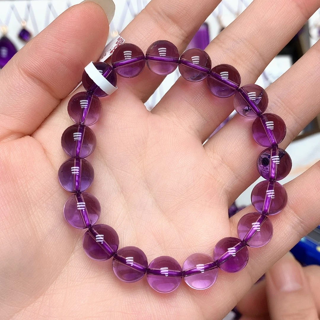 珠宝半成品未镶嵌紫晶L 巴西毕业级手串10mm