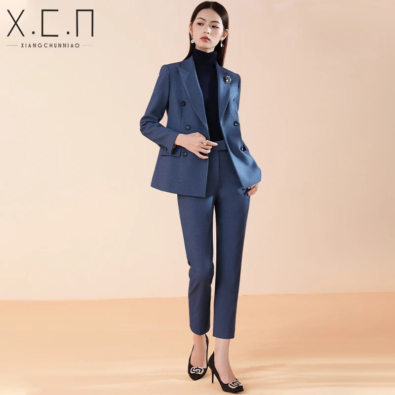 祥春鸟高级感职业套装女秋装新款气质通勤小西装行政面试2339155