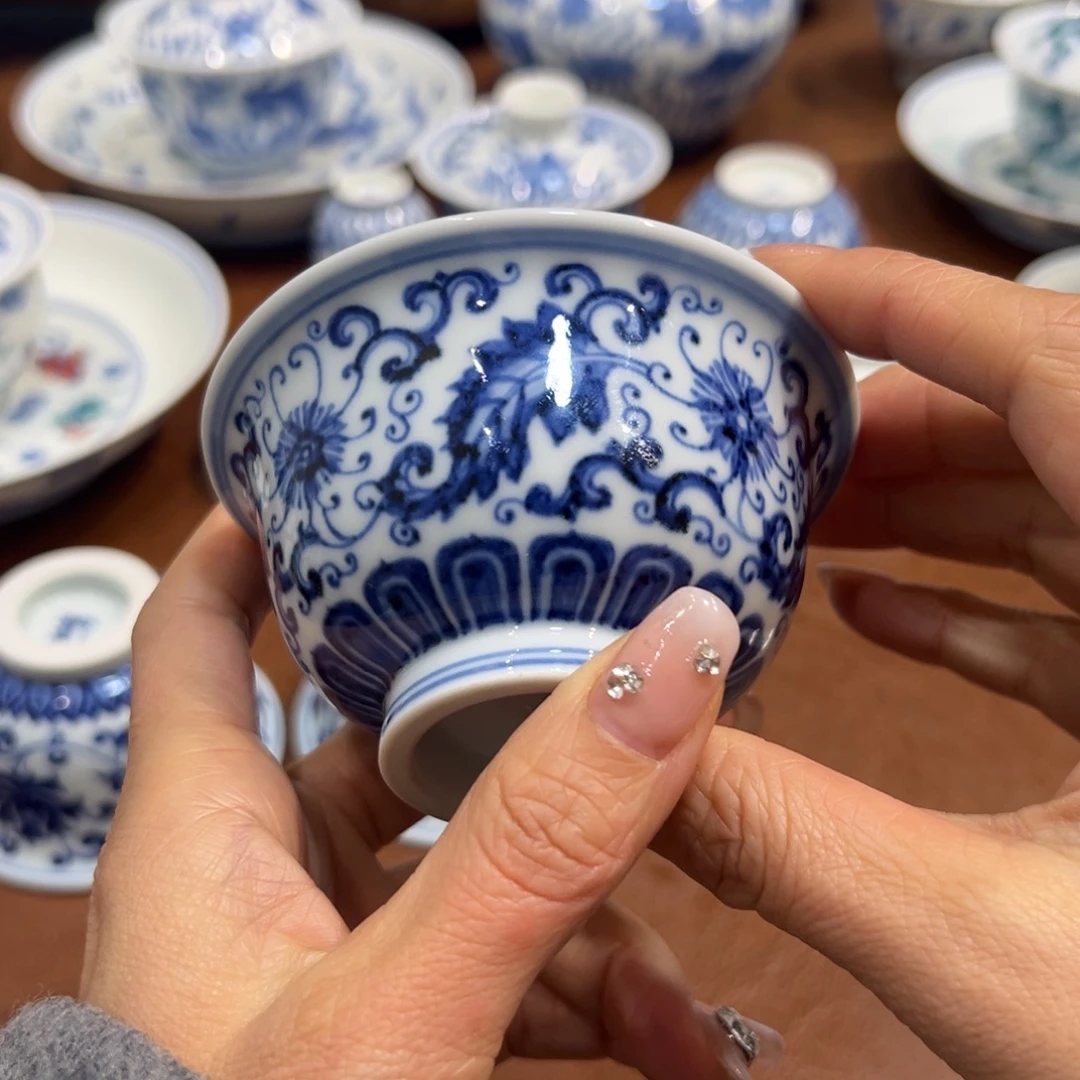 凤尾花卉压手杯纯手工