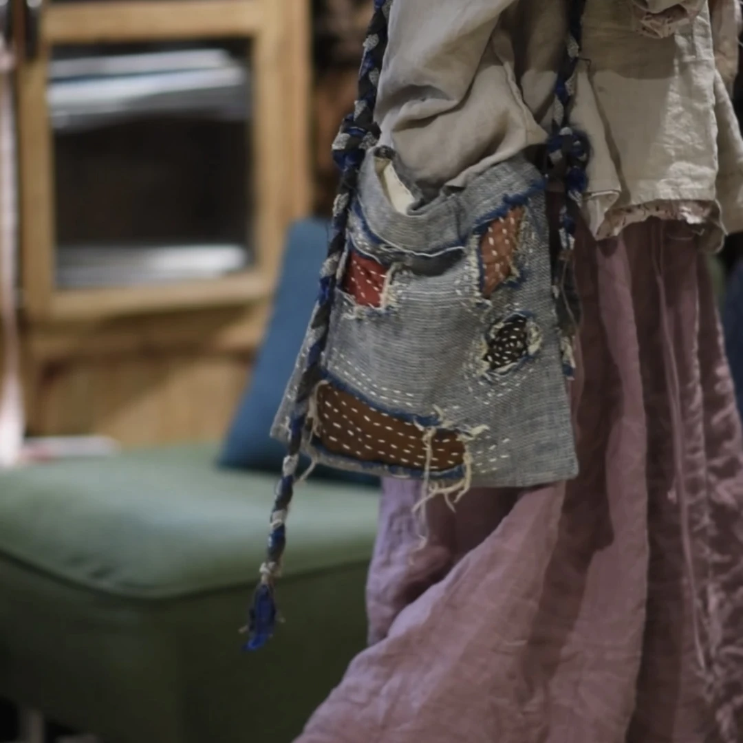 素年未央  流浪  手工茶染植物染手缝手工磨毛流浪风包包