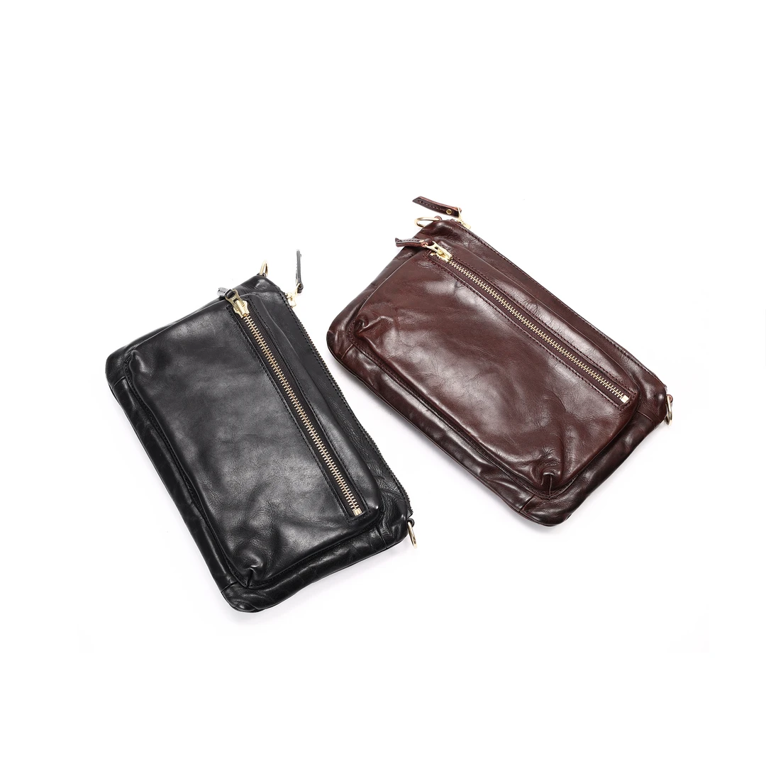 男士日常休闲通勤复古水洗抓皱包多功能真皮挎包简约