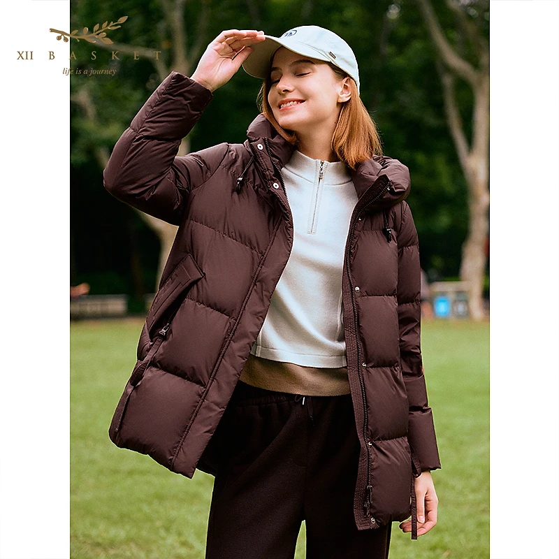 十二篮专选25冬新款摩登通勤羽绒服女90%白鸭绒加厚7C65508170