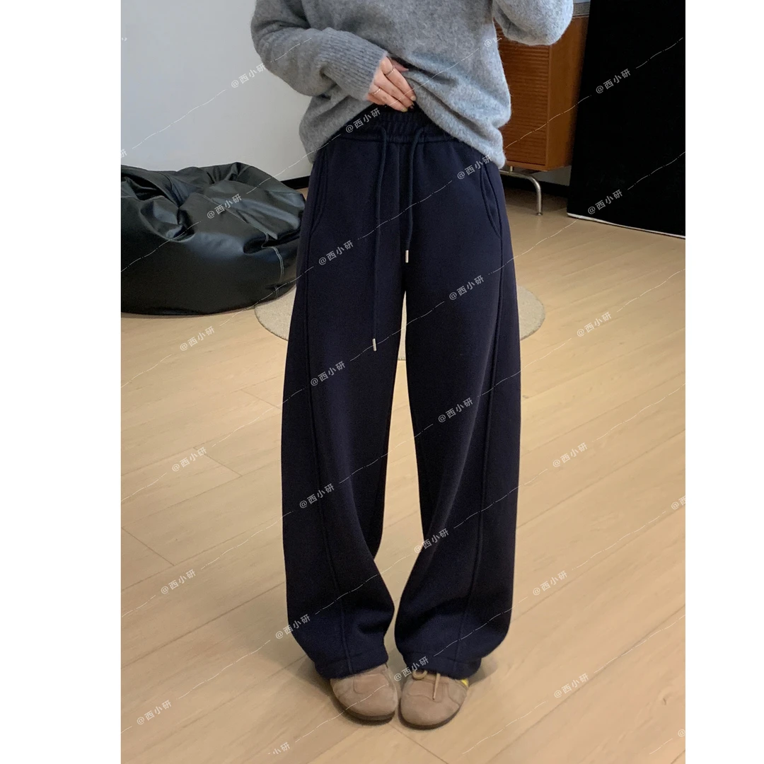 XXY【山系窄版弯刀裤】巨保暖 高腰加绒加厚百搭显瘦休闲裤宽松秋冬